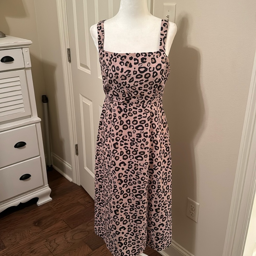 Sanctuary Pink and Black Leopard Print Midi Dress